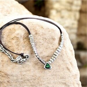 UNO de 50 Silver Necklace with Green Accent
